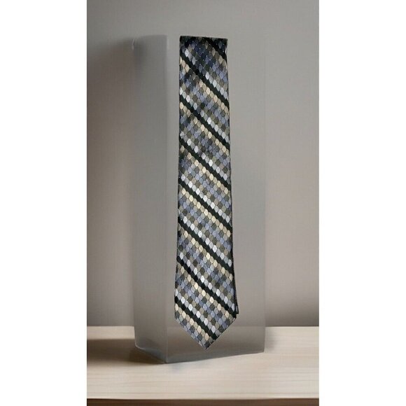 Calvin Klein Mens Classic Geometric Silk Tie Metallic Colors Cool Design MSRP$65 - Picture 1 of 11